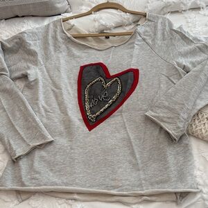 Sanctuary Gray Sweatshirt with Red Heart Design